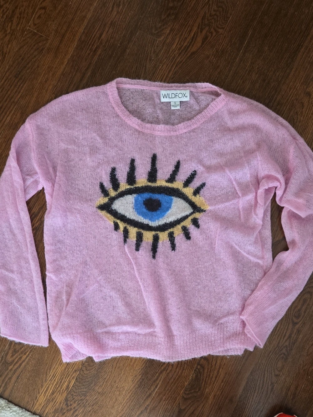 Wildfox Pink Eye Motif Crewneck Sweater